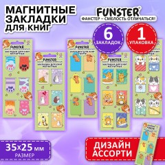 Закладки для книг МАГНИТНЫЕ, "АССОРТИ 5 ДИЗАЙНОВ ЗВЕРЯТА", 6 штук, 35x25 мм, FUNSTER (ФАНСТЕР), 116651 - фото 14