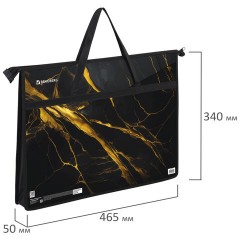 Папка для рисунков и чертежей с ручками BRAUBERG А3, пластик, молния сверху, "Black&gold marble", 272232 Папка для рисунков и чертежей с ручками BRAUBERG А3, пластик, молния сверху, "Black&gold marble", 272232 - фото 5