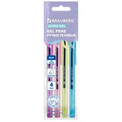 Ручки гелевые "BRAUBERG ULTRA GEL PASTEL", НАБОР 4 ШТУКИ, СИНИЕ, стандартный наконечник 0,5 мм, линия письма 0,35 мм, 144282 - фото 14