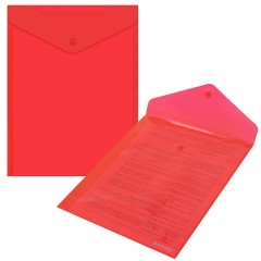 Папка-конверт с кнопкой прозрачная А4 BRAUBERG UNIVERSAL, вертикальная, красная, 0,15 мм, 273077 - фото 5