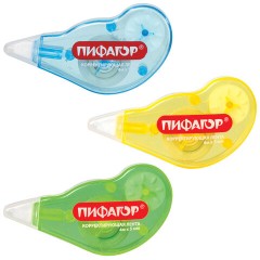 Корректирующая лента ПИФАГОР, 5 мм х 4 м, корпус ассорти, механизм перемотки, блистер, 227803 - фото 2
