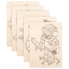Заготовки деревянные для выжигания "Кубический мир", 5 шт., 10 рисунков, 15х21 см, BRAUBERG HOBBY, 665309 - фото 3