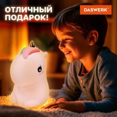 Ночник силиконовый LED "Единорог" 101x120x173 мм, белый свет/RGB, таймер, USB, аккумулятор 1200 мАч, DASWERK (ДАСВЕРК), 238941 - фото 17