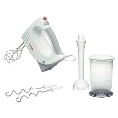 Миксер BOSCH MFQ 3540, 450 Вт, 5 скоростей, 2 венчика, 2 крюка для теста, стакан, белый, MFQ3540 - фото 2
