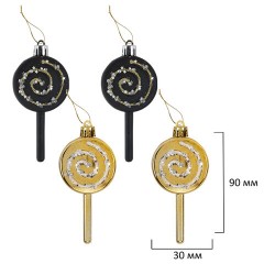 Шары новогодние ёлочные "Black&Gold", НАБОР 130 предметов, черный/золото, пластик, ЗОЛОТАЯ СКАЗКА, 592183 - фото 23