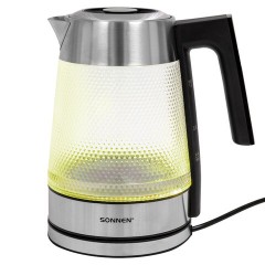 Чайник электрический с терморегулятором SONNEN KT-1809D, 1,8 л, 2200 Вт, 5 цветов подсветки, 5 температур, стекло текстура ромб, 455141 - фото 17