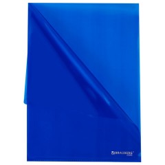 Папка-уголок прозрачная А4 BRAUBERG UNIVERSAL, синяя, 0,10 мм, со штрихкодом, 273045 - фото 3
