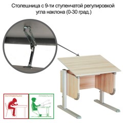 Стол-парта регулируемый "ДЭМИ" СУТ.28, 900х530х530-815 мм, серый/ясень (КОМПЛЕКТ) - фото 2
