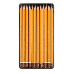 Карандаши чернографитные KOH-I-NOOR, НАБОР 12 шт., "Art" 6B-6H, без резинки, металлическая коробка, 1582012001PL - фото 2