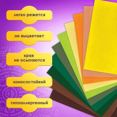 Цветной фетр МЯГКИЙ А4, 1 мм, 10 листов, 10 цветов, плотность 160 г/м2, Летний, ОСТРОВ СОКРОВИЩ, 660654 - фото 9