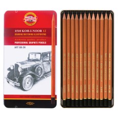 Карандаши чернографитные KOH-I-NOOR, НАБОР 12 шт., "Art", 8В-2H, без резинки, металлическая коробка, 1512N12001PL Карандаши чернографитные KOH-I-NOOR, НАБОР 12 шт., "Art", 8В-2H, без резинки, металлическая коробка, 1512N12001PL - фото 2