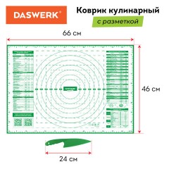 Коврик силиконовый для раскатки/запекания 46х66 см, зеленый, ПОДАРОК пластиковый нож, DASWERK, 608428 Коврик силиконовый для раскатки/запекания 46х66 см, зеленый, ПОДАРОК пластиковый нож, DASWERK, 608428 - фото 9