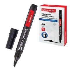 Маркер перманентный BRAUBERG "Contract", ЧЕРНЫЙ, скошенный наконечник, 1-5 мм, 150469