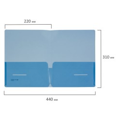 Папка-уголок с 2 карманами BRAUBERG, синяя, 0,18 мм, 224883 - фото 8