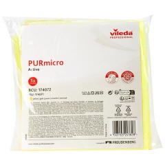 Салфетки VILEDA PROFESSIONAL "ПУРмикро Актив" КОМПЛЕКТ 5 шт., супервпитывание, микроволокно, желтый, 38х35 см, 174072 - фото 4
