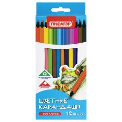 Карандаши цветные ПИФАГОР СТАНДАРТ 12 цветов, трехгранный корпус, 182087 - фото 2