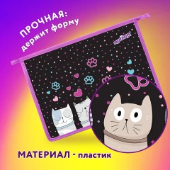 Папка для тетрадей ЮНЛАНДИЯ А4, 1 отделение, пластик, на молнии, "Cat squad", 273347 - фото 7