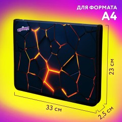 Папка для труда на молнии ЮНЛАНДИЯ А4, 1 отделение, откидная планка, органайзер, "Volcano split", 273394 - фото 12