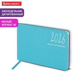 Еженедельник датированный 2026 МАЛЫЙ ФОРМАТ 105х160 мм, А6, BRAUBERG "Blaze", фольга, голубой, 117214 - фото 12