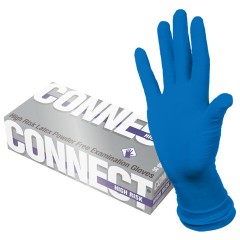 Перчатки латексные медицинские смотровые CONNECT HIGH RISK, 25 пар (50 шт.), размер M (средний), синие, CON-HR-02