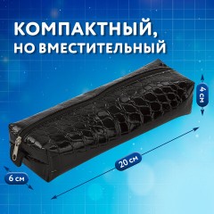 Пенал-косметичка BRAUBERG "Ultra black", "крокодиловая кожа", 20х6х4 см, 223909 - фото 12