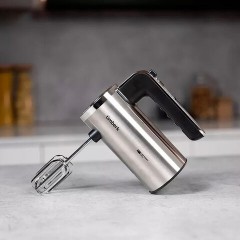 Миксер TIMBERK T-HM40S49, 550 Вт, 5 скоростей, 2 венчика, 2 крюка для теста, подставка, стальной - фото 6