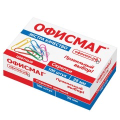 Скрепки ЭКСТРА ОФИСМАГ 28 мм цветные 100 штук, 271316 - фото 2