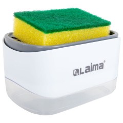 Диспенсер/дозатор для моющего средства, органайзер + губка, БЕЛЫЙ, 14,5х9х10 см, LAIMA HOME, 700041 - фото 3