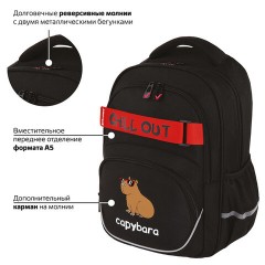 Рюкзак BRAUBERG MOTION, 2 отделения, 3 кармана, "Calm capy", СВЕТЯЩИЙСЯ, 41х28х17 см, 272032 Рюкзак BRAUBERG MOTION, 2 отделения, 3 кармана, "Calm capy", СВЕТЯЩИЙСЯ, 41х28х17 см, 272032 - фото 12