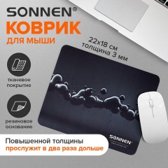 Коврик для мыши SONNEN "DROPS", резина + ткань, 220х180х3 мм, 513290 - фото 7