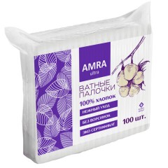 Ватные палочки 100 шт., AMRA, пакет, П00066647 Ватные палочки 100 шт., AMRA, пакет, П00066647 - фото 2