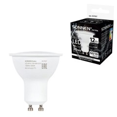 Лампа светодиодная SONNEN EXTRA, 12 (110) Вт, GU10, софит, нейтральный белый, 30000 ч, LED MR16-GU10-12W-4000, 457927