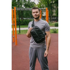 Рюкзак однолямочный HEIKKI SPORTING (ХЕЙКИ), светоотражающая полоса, черный, 37х23х10 см, 273905 - фото 10