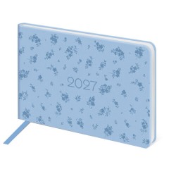 Еженедельник датированный 2027, МАЛЫЙ ФОРМАТ, 105х160 мм, А6, BRAUBERG "Imprint", тиснение, голубой, 118161