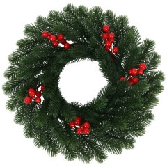 Венок новогодний, диаметр 42 см "Красные ягодки", с декором, литой ПЭТ, ЗОЛОТАЯ СКАЗКА, 592517 - фото 2