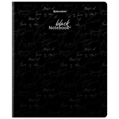 Тетрадь А5, 48 л., BRAUBERG, скоба, клетка, матовая ламинация, выборочный лак, "Black" (микс в спайке), 404375 - фото 4