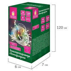 Электрогирлянда-нить комнатная 10 м, 120 LED, вид: "Стандарт", пастельная мультицветная, ЗОЛОТАЯ СКАЗКА, 592472 - фото 8