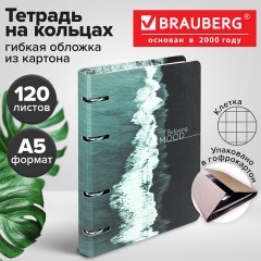 Тетрадь на кольцах А5 160х212 мм, 120 листов, картон, матовая ламинация, клетка, BRAUBERG, "Relax", 404725 - фото 10
