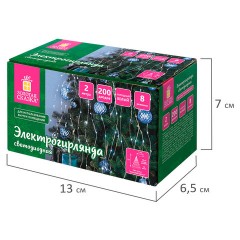 Электрогирлянда-конский хвост комнатная, 2 м, 200 LED, холодный белый, 220 V, ЗОЛОТАЯ СКАЗКА, 591366 - фото 7