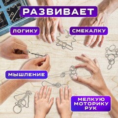 Головоломки металлические большие ЗОЛОТАЯ СКАЗКА, набор 6 штук, HIGH level, 664927 - фото 13