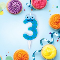 Свеча-цифра для торта "3" "С глазками", 6 см, ЗОЛОТАЯ СКАЗКА, с держателем, в блистере, 591406 - фото 2