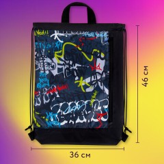 Мешок для обуви ЮНЛАНДИЯ с ручками, боковой карман на молнии, 46х36 см, "Graffiti", 272408 Мешок для обуви ЮНЛАНДИЯ с ручками, боковой карман на молнии, 46х36 см, "Graffiti", 272408 - фото 11