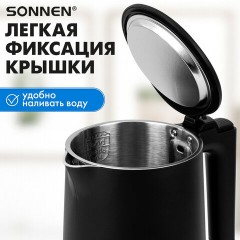 Чайник электрический с двойными стенками SONNEN KT-8719B, 1,5 л, 2200 Вт, черный, 454692 Чайник электрический с двойными стенками SONNEN KT-8719B, 1,5 л, 2200 Вт, черный, 454692 - фото 20