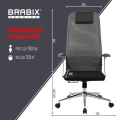 Кресло офисное BRABIX PREMIUM "Ultimate EX-801" хром, плотная двойная сетка Х2, черное/серое, 532918 Кресло офисное BRABIX PREMIUM "Ultimate EX-801" хром, плотная двойная сетка Х2, черное/серое, 532918 - фото 22