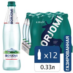 Вода ГАЗИРОВАННАЯ минеральная BORJOMI 0,33 л, стеклянная бутылка - фото 2