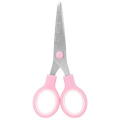 Ножницы BRAUBERG KIDS 130 мм, ручки розовые, закругленные лезвия с линейкой, 274063 - фото 2