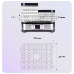 Сушилка для овощей BQ (БИ-КЬЮ) FD1001, объём 10 л, 250 Вт, 5 поддонов, электронное управление, стальная, 86192128 - фото 8