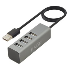 Хаб-разветвлитель KG-119, USB-A 2.0, 4 в 1, 4 x USB-A 2.0, 80 cм, серый, KAIGO (КАЙГО), 355066