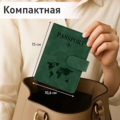 Обложка для паспорта и документов с защитой от считывания, 9 карманов, магнит, экокожа, зеленая, BRAUBERG, 238758 - фото 12