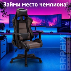 Кресло компьютерное BRABIX "GT Racer GM-100", две подушки, ткань, экокожа, черное/коричневое, 531819 - фото 16
